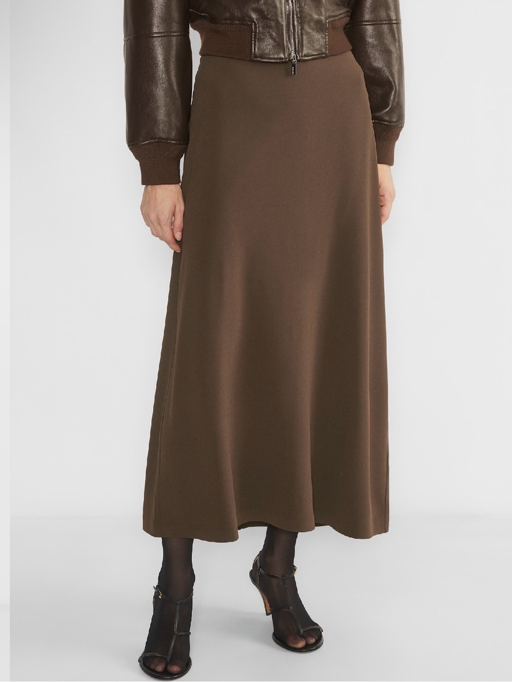Aritzia Babaton Brown Maxi A-Line Skirt